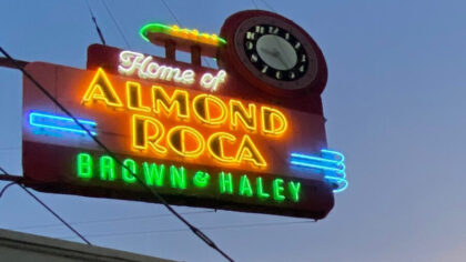 almond roca sign