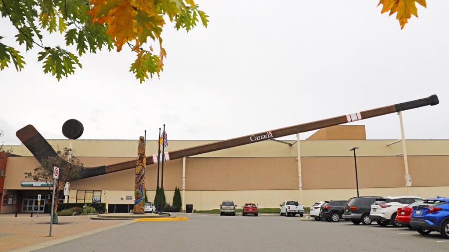 Image: The world's largest hockey stick was recently seen at the top the Cowichan Valley Recreation...