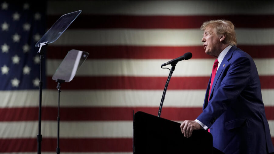 FILE - Former President Donald Trump speaks during a rally Sunday, Dec. 17, 2023, in Reno, Nev. The...