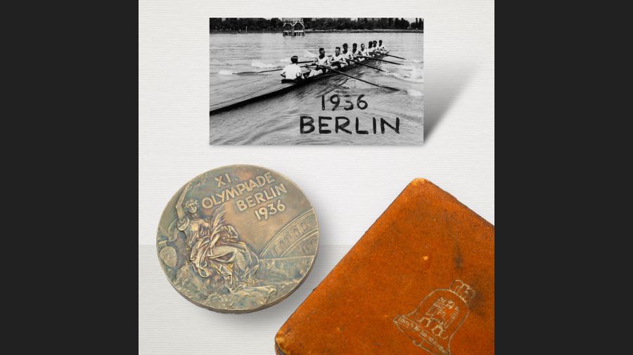 Image: Grey Flannel Auctions is auctioning off a gold medal from one of the "Boys in the Boat," Oly...