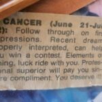 Photo: Scott Fitzsimmons' horoscope from the day he won a Mazda.