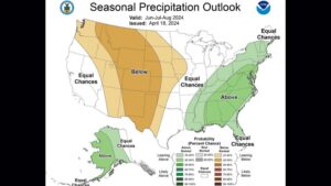 Image: The Seasonal Precipitation Outlook for June-August of 2024.