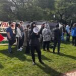 Image: A pro-Palestinian tent encampment is taking place on the UW campus in Seattle in April 2024.