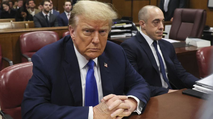 Photo: Republican presidential candidate and former President Donald Trump sits in the courtroom at...