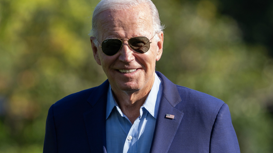 President Joe Biden walks on the south lawn of the White House on September 04, 2023 in Washington,...