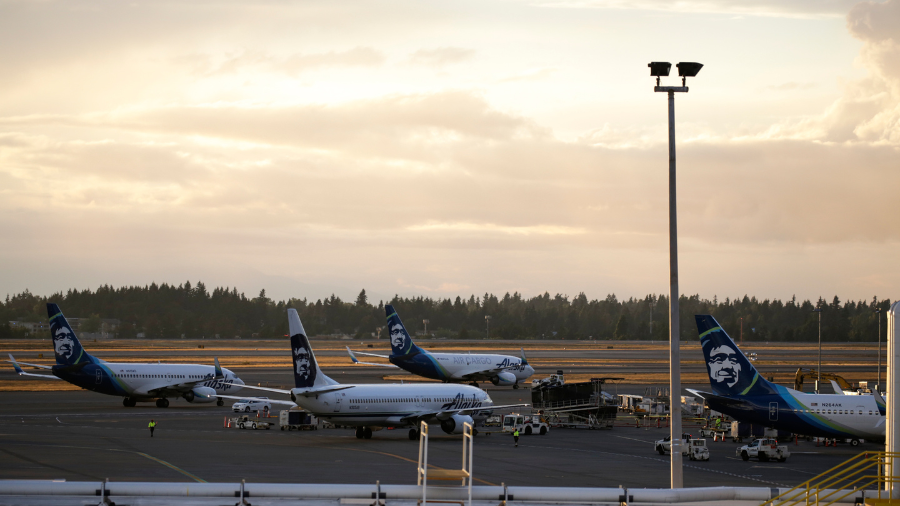 Image: Alaska Airlines planes are pictured at Seattle-Tacoma International Airport the day after Ho...