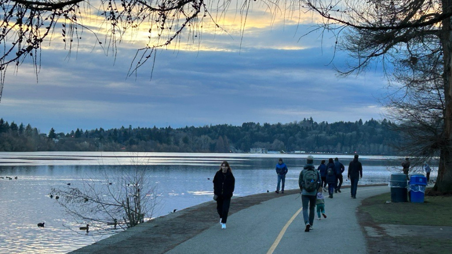 Warmer temperatures recently brought people out to Green Lake....